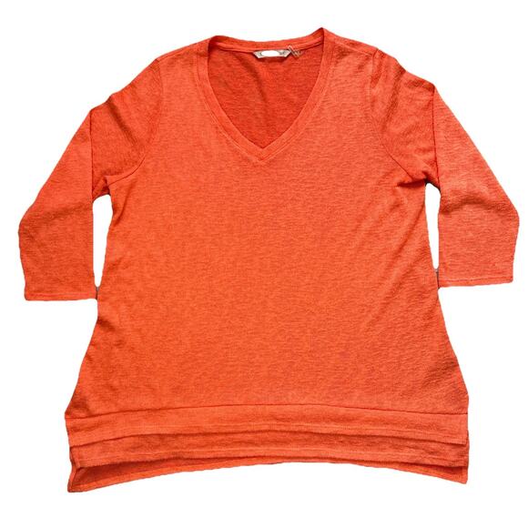 Soft Surroundings Light Orange V Neck Soft Stretch Pull-over Knit Top Medium - Picture 1 of 5